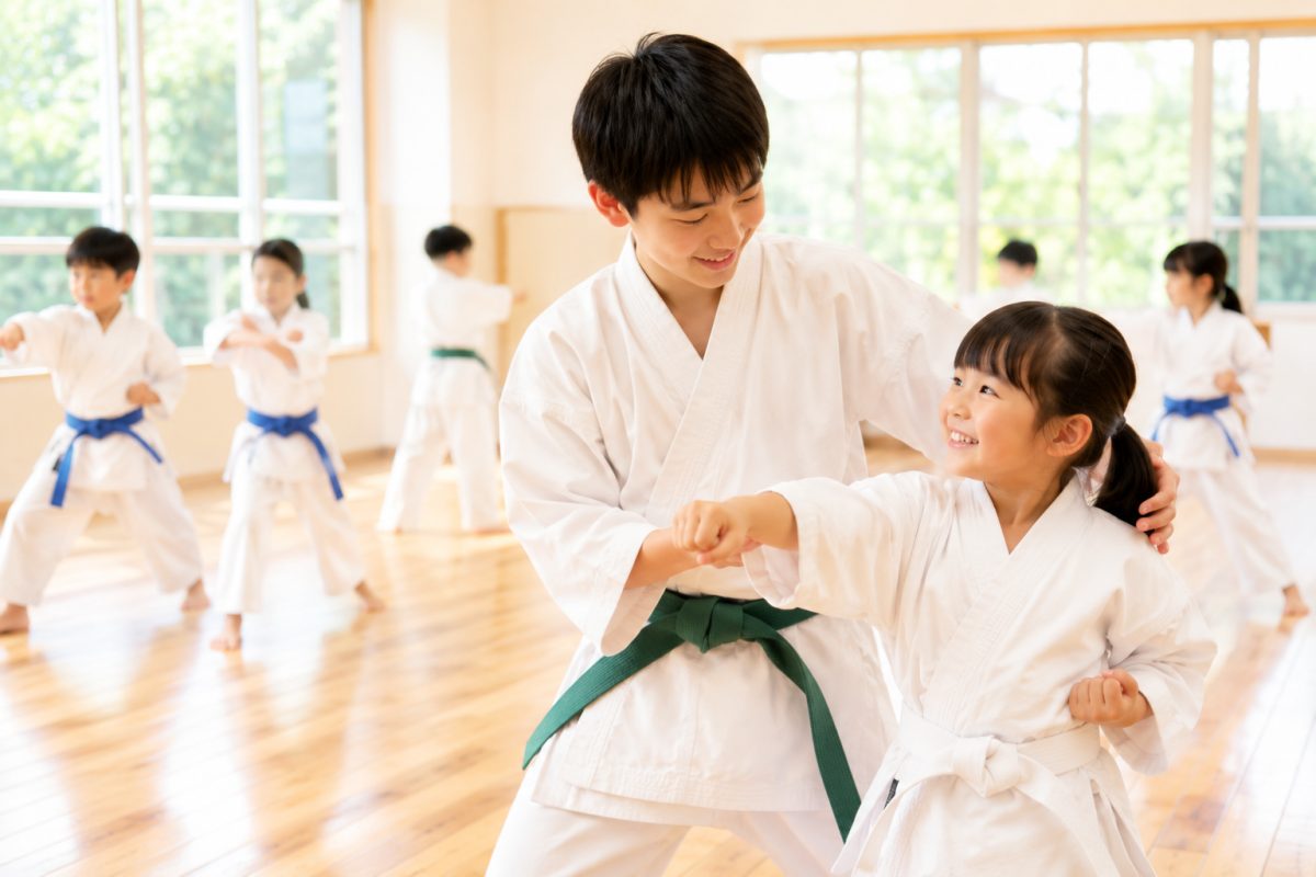 年上の子が教える稽古の様子